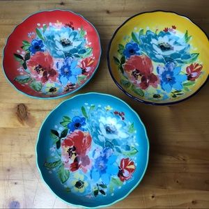 Pioneer Woman Melody Pasta Salad Bowls Set of 3